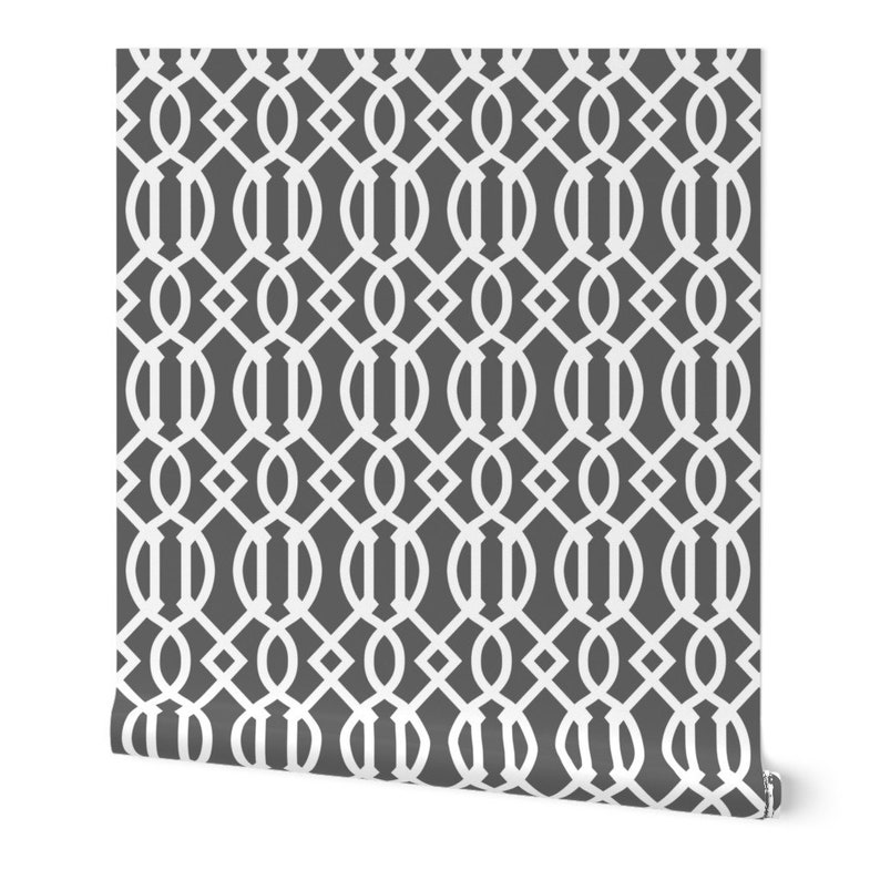 Gray Trellis Wallpaper Charcoal Trellis by Etsy