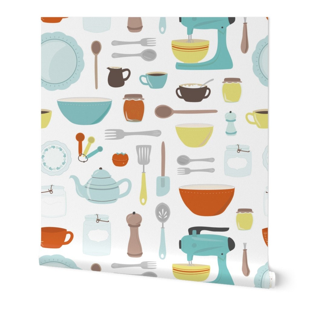 Vintage Kitchen Wallpaper My Vintage Kitchen by - Etsy