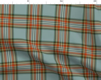 Antique Tartan Fabric - Morris Special by peacoquettedesigns - Scottish Scotland Check Preppy Plaid Orange Fabric by the Yard by Spoonflower