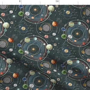 Space Fabric - Space Map Charcoal By Nouveau Bohemian - Gray Watercolor Faux Woven Look Galaxy Cotton Fabric By The Yard With Spoonflower