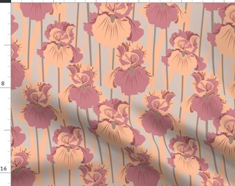 Pastel Orange Fabric - Iris by lapetitelecour - Color Of The Year Iris Floral Modern Pastel Mauve Pink Fabric by the Yard by Spoonflower