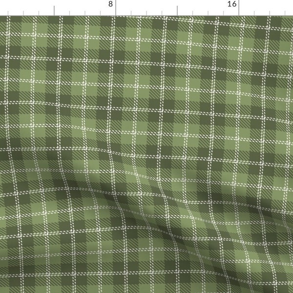 Christmas Plaid Fabric - Holiday Green Plaid by becca_alessi_design - Green Check Holiday Tartan Fabric by the Yard by Spoonflower