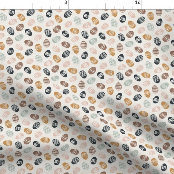 Earth Tone Easter Eggs Fabric - Small Easter Eggs Natural On Beige By Littlearrowdesign - Decorated Easter Eggs Fabric With Spoonflower