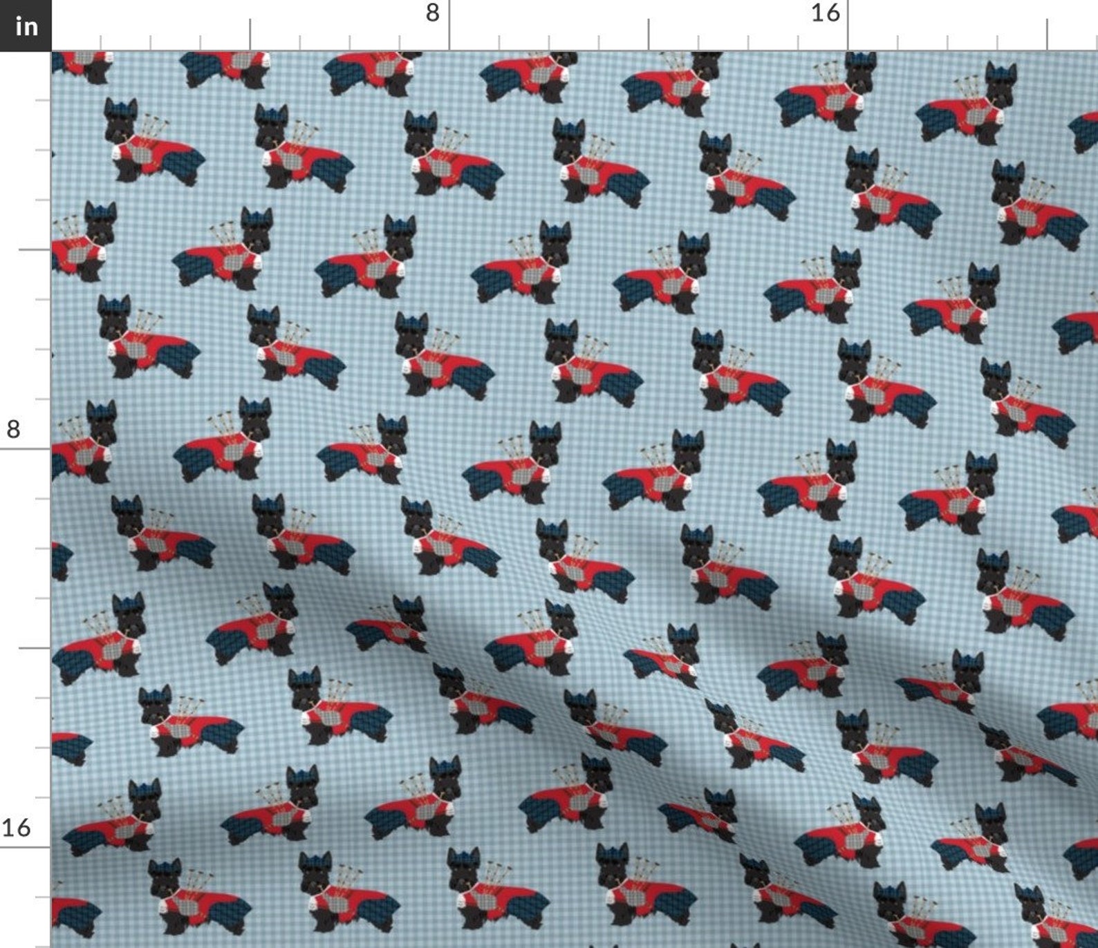 Scottie Dog Fabric Scottie Dog With Bagpipes Fabric By Etsy