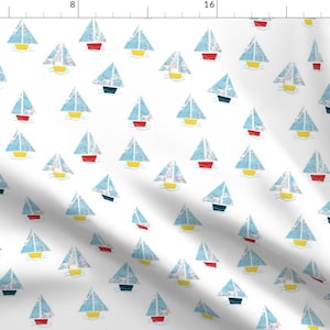 Map Sailboats Fabric - Paper Boats Original By Louiseisobel - Modern Nautical Nursery Decor Cotton Fabric By The Yard With Spoonflower