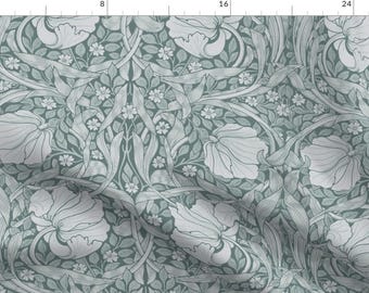 William Morris Fabric - Pimpernel In Soft Wintermint by old_and_elegant - Pimpernel Art Nouveau Botanical  Fabric by the Yard by Spoonflower