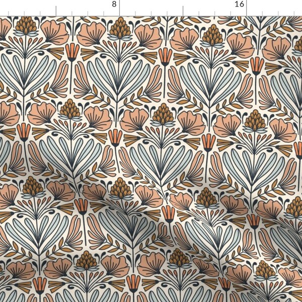 Nouveau Floral Fabric - Rennie by amy_maccready - Flowers Elegant Autumn Feminine Dainty Damask Garden Fabric by the Yard by Spoonflower