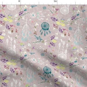 Dream Catchers Fabric - Wildflower Dreams Grey Purple Southwestern Boho By Nouveau Bohemian - Cotton Fabric By The Yard With Spoonflower image 1