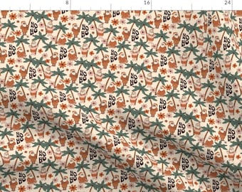 Boho Santa Fabric - Tropical Christmas by camilaprints - Beige Green Coastal Christmas Beach Holidays Fabric by the Yard by Spoonflower
