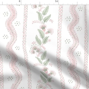 Floral Stripe Fabric - Emma Stripe Pink by danika_herrick -  Cottagecore Botanical Grandmillennial Pink Fabric by the Yard by Spoonflower