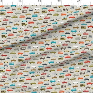 Cars Fabric - 5 O'Clock Traffic By Katerhees - Four Wheels Retro Cars Vehicles Boy Nursery Decor Cotton Fabric By The Yard With Spoonflower image 2