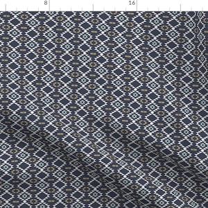 Tribal Fabric - Navajo Blue Mint Gold (Xs) By Kimsa - Navajo Tribal Aztec Geo Modern Home Decor Cotton Fabric By The Yard With Spoonflower