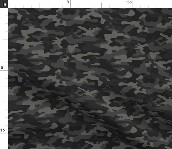 Neutral Dark Gray Camo Fabric Camouflage Black/gray by Parisbebe