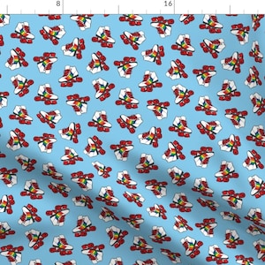 Retro Fabric - (Small Scale) Roller Skates - Rainbow On Blue C18bs By Littlearrowdesign - Retro Cotton Fabric By The Yard With Spoonflower