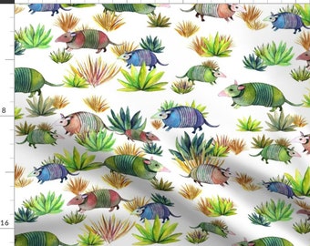 Watercolor Armadillos Fabric - Armadillos Wandering The Desert By Vo_Aka_Virginiao - Southwestern Cotton Fabric By the Yard With Spoonflower