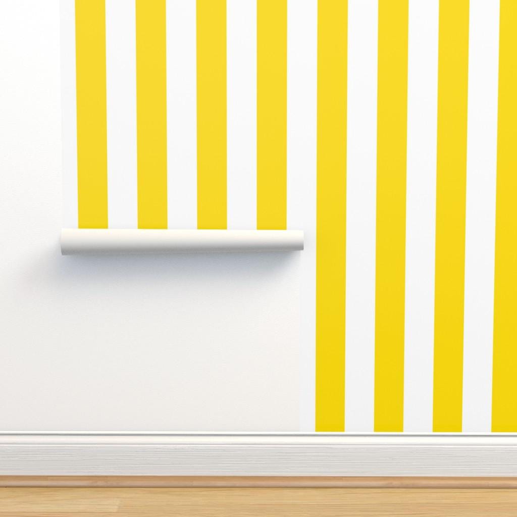 Preppy Yellow Stripe Removable Peel and Stick Wallpaper - Lemon Yellow ...