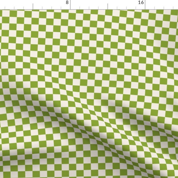 Green Checkerboard Fabric - Green Summer Checks by jasmin_blooms_designs - Woodland Squares Simple Summer Fabric by the Yard by Spoonflower