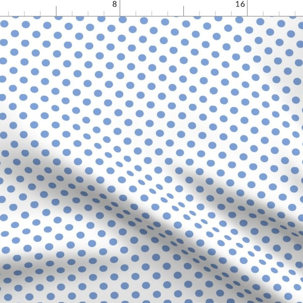 Polkadots Fabric - Polka Dots Cornflower Blue By Misstiina - Polka dot Simple Blue and White Cotton Fabric By The Yard With Spoonflower