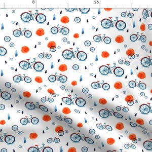 Bicycle Fabric - Misty Bicycle White By Mishazadeh - Hipster Bike Rider Cyclist Cotton Fabric By The Yard With Spoonflower