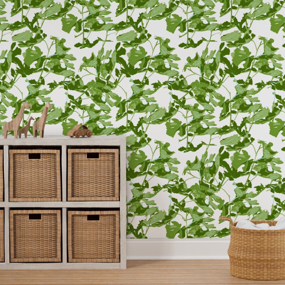 Fig Leaf Wallpaper Fiddle Leaf Print Greens Leaves Large by - Etsy