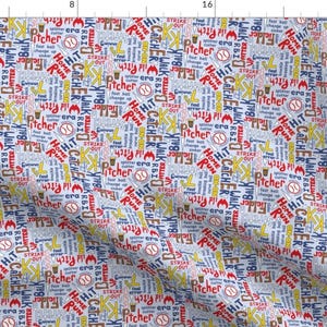 Baseball Terms Fabric - I'm Talking Baseball Too! By Mag-O - Baseball Words Kids Sports Cotton Fabric By The Yard With Spoonflower