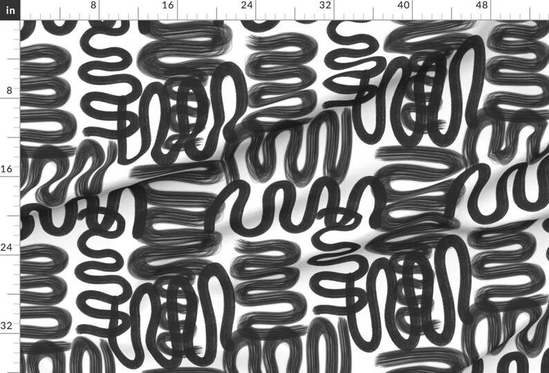 Tela de tapicería con garabatos de grafiti - Graffiti Squiggle de danika_herrick - Tela blanca y negra con gráficos llamativos cortada a medida con Spoonflower imagen 3