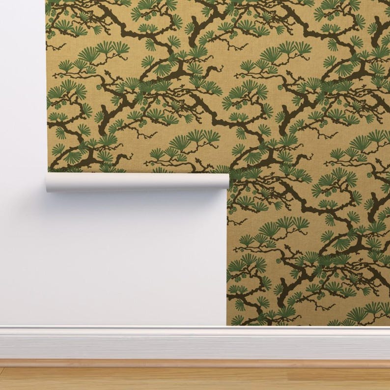 Buy Vintage Chinoiserie Gold or Silver Metallic Wallpaper Vintage