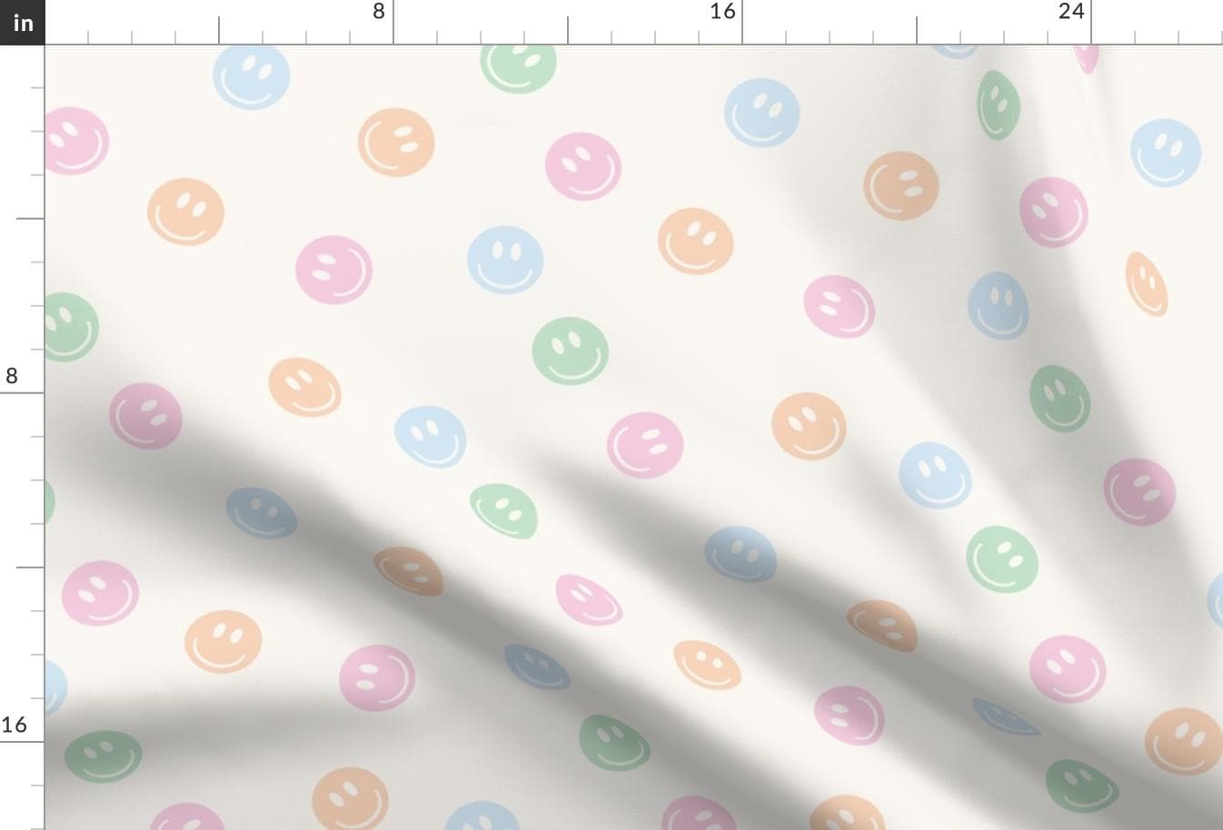 Pastel Smileys Fabric - Smileys In Spring by vivieandashpatterns - Happy Smiling Retro 90s Muted Colors Fabric by the Yard by Spoonflower