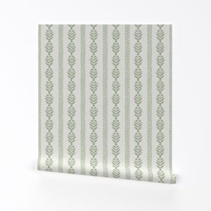 Carta da parati rimovibile con strisce botaniche - Foglia floreale verde - Decorazione murale - Georgiana Quiet Green di danika_herrick