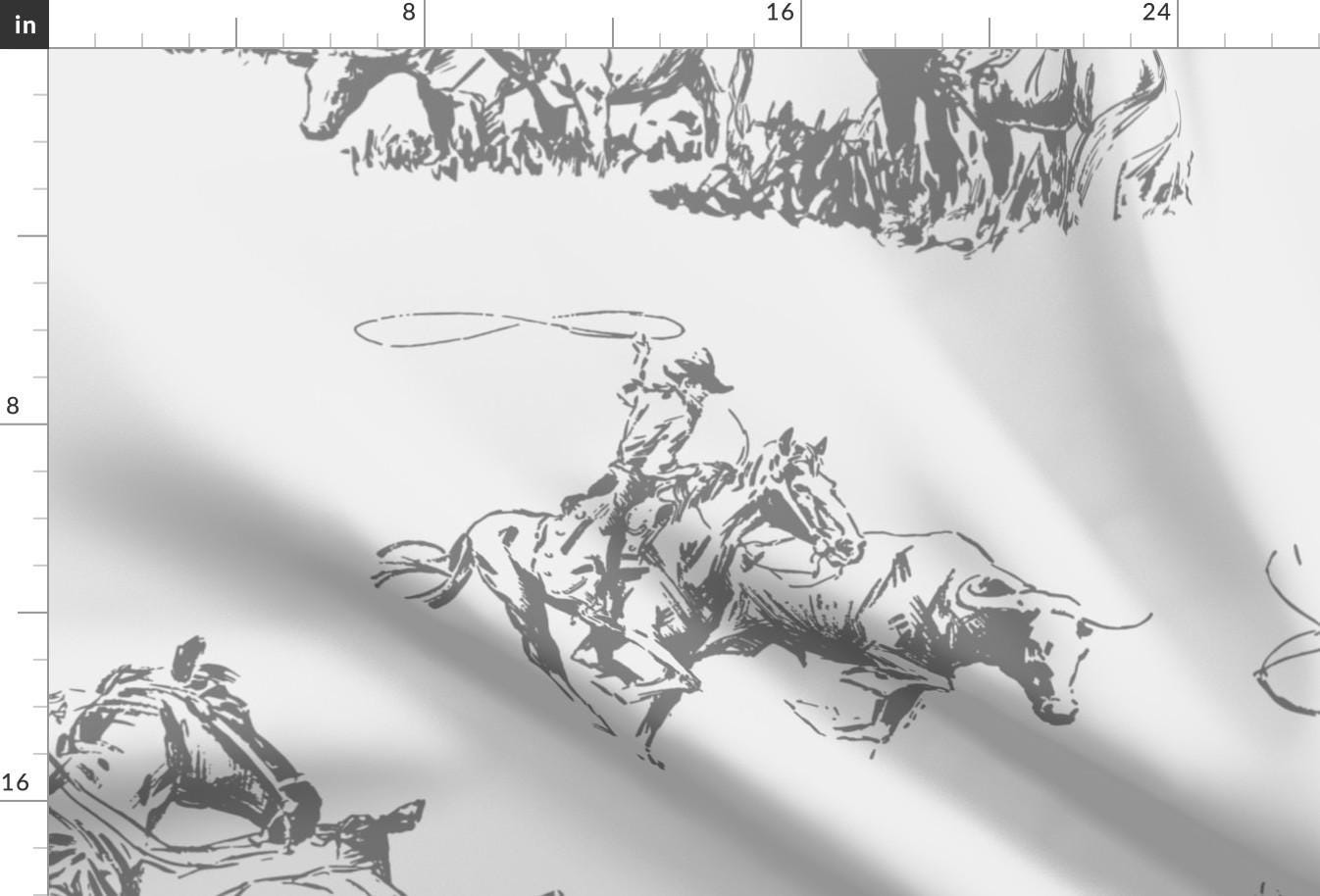 Western Fabric - Cowboy Toile by hansonhomesolutions - Cowboy Cowgirl Cattle Ranch Rodeo Rustic Roping Fabric by the Yard by Spoonflower