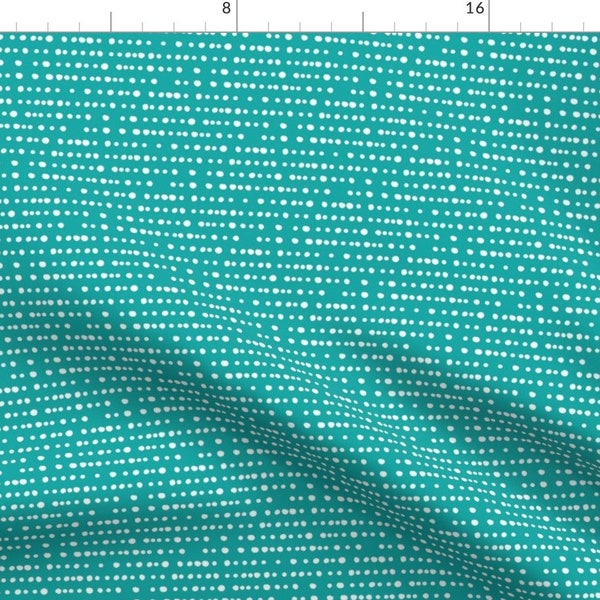 Teal Dots Fabric - Dotty Stripes On Dark Teal - Mermaid Coordinate By Littlearrowdesign - Teal Cotton Fabric By The Yard With Spoonflower