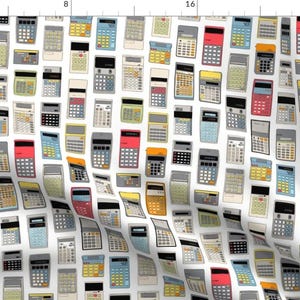 Calculators Fabric - Cal Q. Lator || Math Science Geek Chic Nerd Computer Digital By Pennycandy - Cotton Fabric by the Yard with Spoonflower