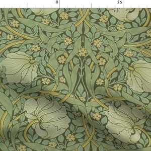 Green Vines Fabric - Pimpernel Garden by peacoquettedesigns - Flower Damask Victorian Floral Sage Green Fabric by the Yard by Spoonflower