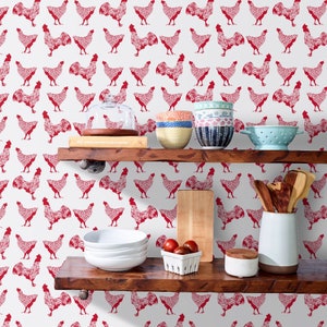 Chicken Wallpaper Chicken Red on White by Thehighfiber Chicken Red