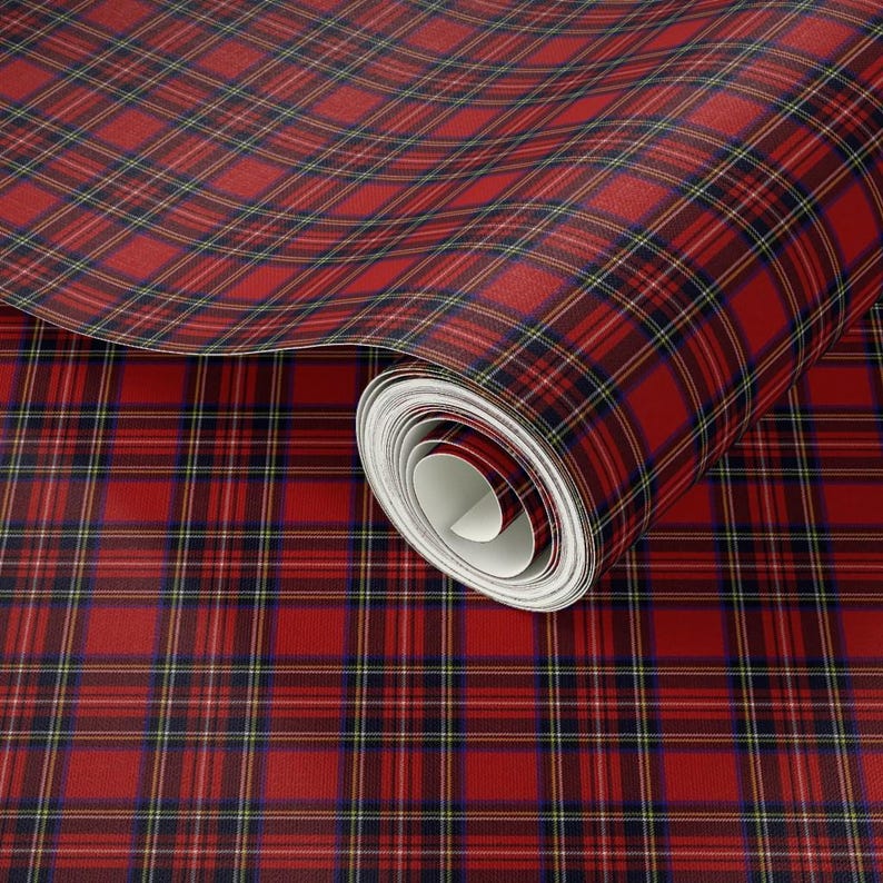 Scottish Wallpaper - Plaid Tartan By Lilyoake - Scottish Highlands Custom Printed Removable Self Adhesive Wallpaper Roll by Spoonflower image 3