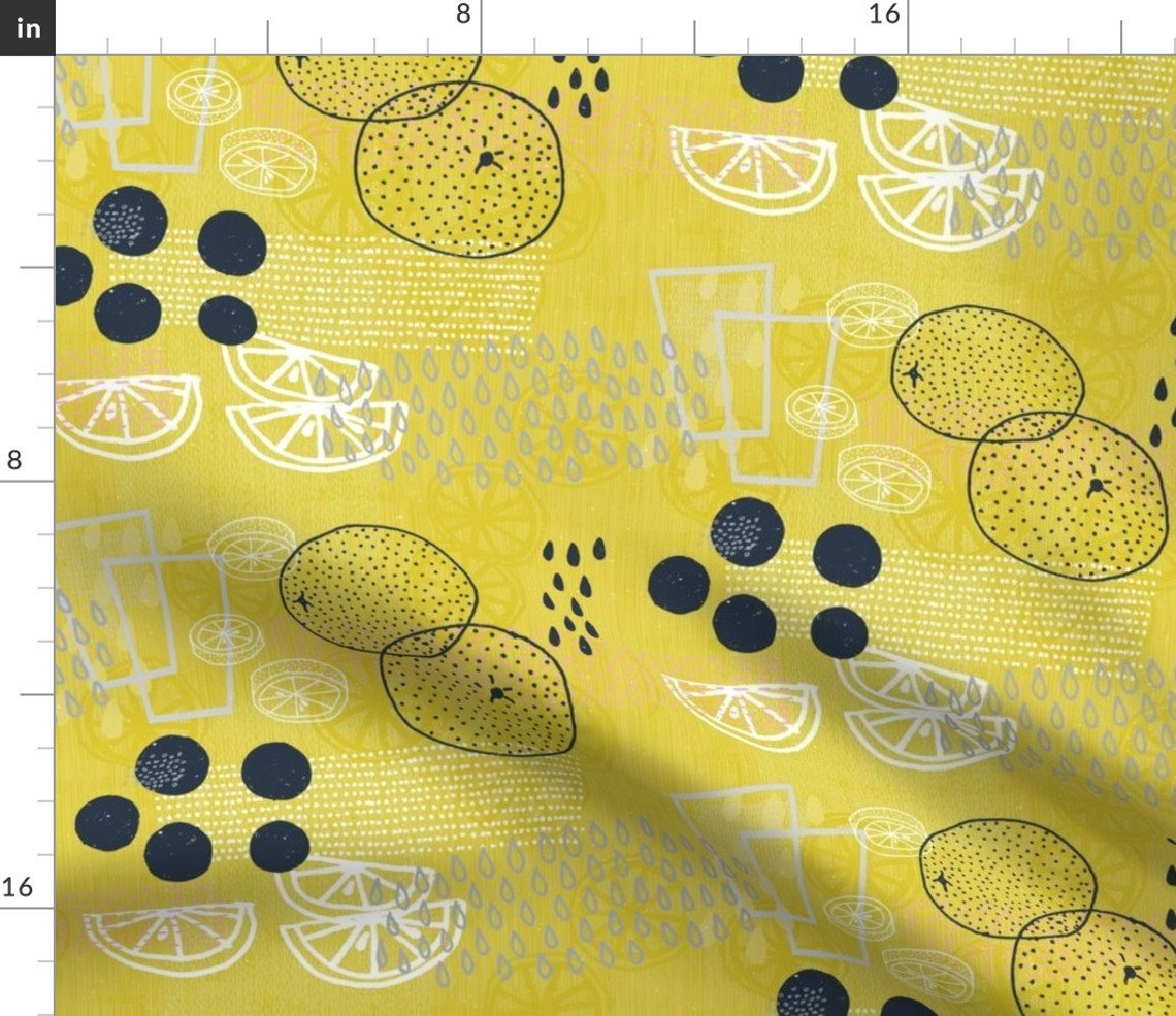 Lemonade Fabric Lemonade by Friztin Lemonade Lemons Dots Etsy UK