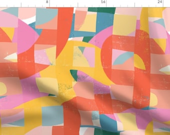 Retro Fruit Fabric - Frutti Checks by averly_designs - Abstract Funky Spring Summer Bright Pastel Fabric by the Yard by Spoonflower