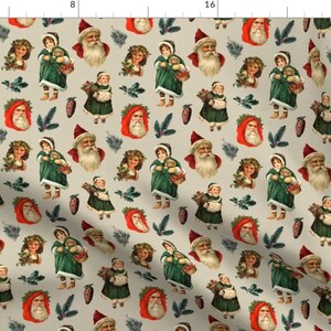 Vintage Christmas Fabric - Victorian Christmas by yesterdaycollection - Winter Holiday Christmas Santa  Fabric by the Yard by Spoonflower