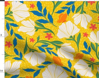 Maximalist Fabric - Garden Party  by mitalimdesigns - Bright Colorful Sunshine Happy Mustard Gold Summer  Fabric by the Yard by Spoonflower