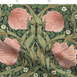 Green William Morris Fabric - Pimpernel Dark by chantal_pare - Pimpernel Floral Botanical Victorian Fabric by the Yard by Spoonflower