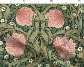 Green William Morris Fabric - Pimpernel Dark by chantal_pare - Pimpernel Floral Botanical Victorian Fabric by the Yard by Spoonflower