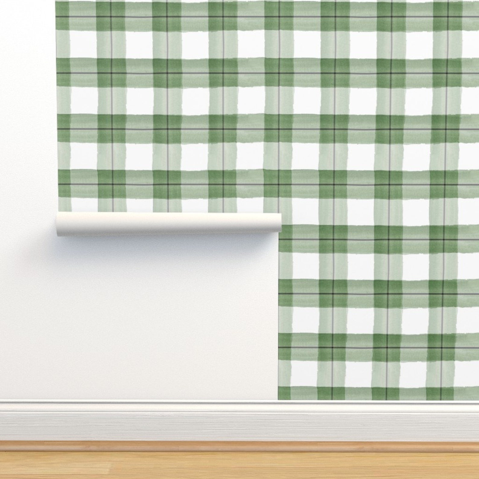Green Plaid Wallpaper Plaid Green and Black by Daily - Etsy