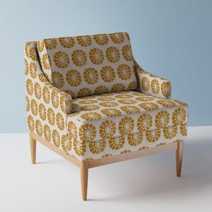 Boho Golden Floral Upholstery Fabric- Boho Bloom by littlearrowdecor - Modern Farmhouse Mustard Gold Fabric By The Yard With Spoonflower image 1