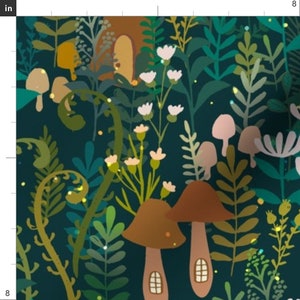Forest Fabric the Small Forest World by Ceciliamok Teal Brown Green ...
