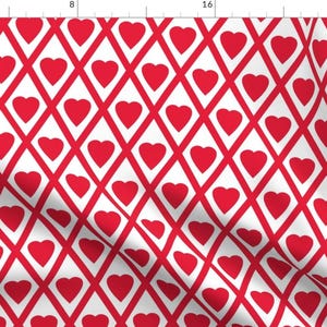 Red Hearts On Diamonds Fabric - Valentina&#39;s Hearts In Red And White By Siya - Hearts Diamonds Red Cotton Fabric By The Yard With Spoonflower