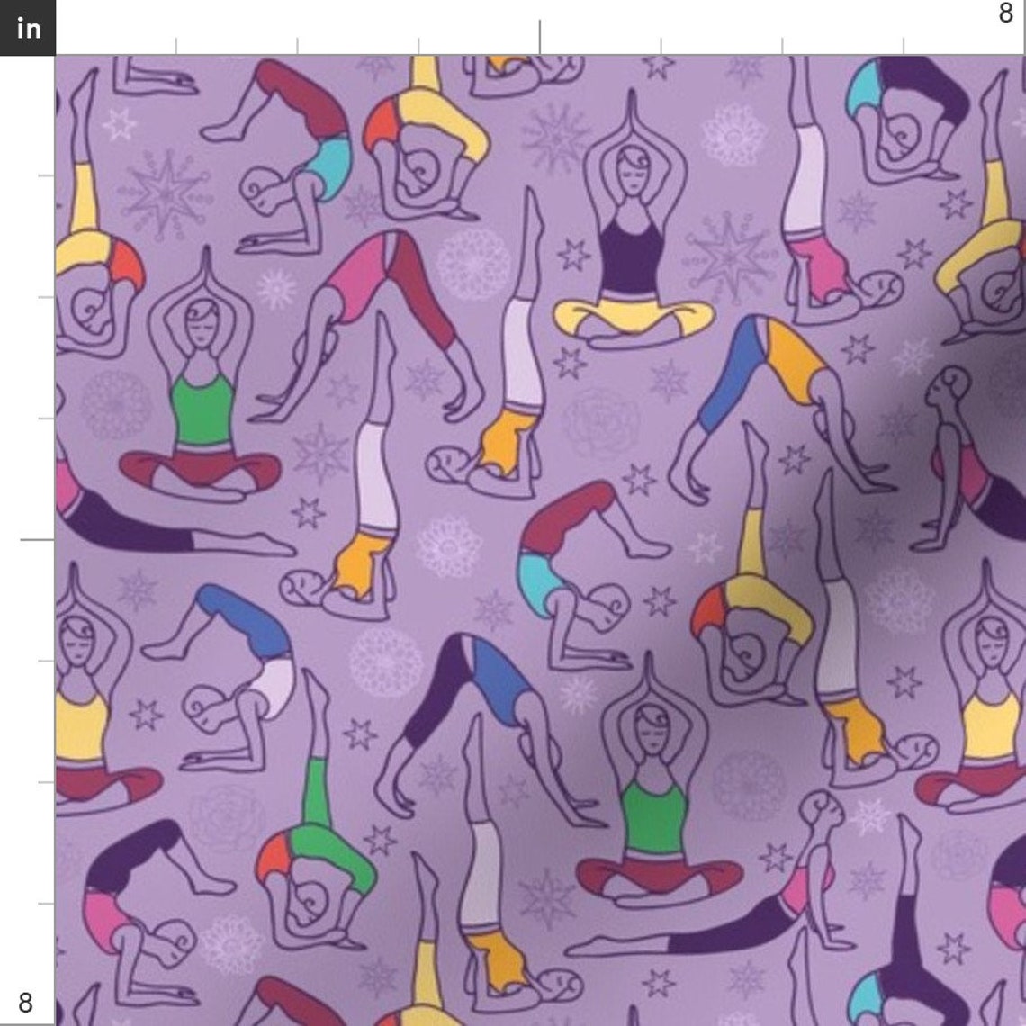 Purple Yoga Pose Fabric Yoga Poses by Oksancia Purple Yoga Etsy