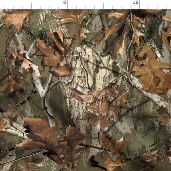 Oak Leaf Camo Fabric - Woodland By Mb4studio - Brown Green Forest Camouflage Military Hunting Cotton Fabric By The Yard With Spoonflower