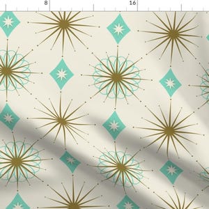 Retro Fabric - Starburst Aquarelle by curiouslondon - Diamond 1950s Starburst Mid-century Atomic Mcm Fabric by the Yard by Spoonflower