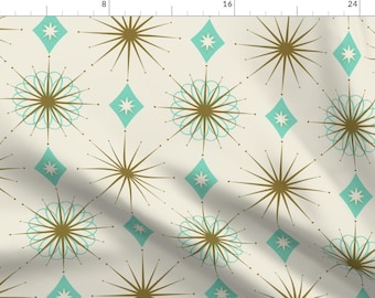 Retro Fabric - Starburst Aquarelle by curiouslondon - Diamond 1950s Starburst Mid-century Atomic Mcm Fabric by the Yard by Spoonflower