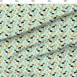 Baby Corgi Fabric - Corgis And Babies Fabric By Petfriendly - Baby Nursery Decor Corgi on Mint Cotton Fabric By The Yard With Spoonflower immagine 2